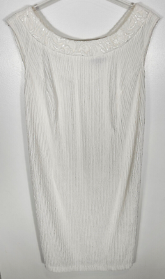 #ad Maya Brooke Women#x27;s Size 24W White Shift Dress Sleeveless Sequin Neckline $18.99