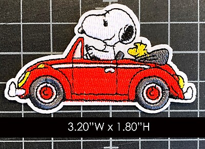 #ad Peanuts: Snoopy amp; Woodstock Cruising Embroidered Iron On Patch $4.99