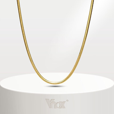 #ad Vnox Gold Square Snake Chain NecklaceStainless Steel Hypoallergenic Choker Link $8.59