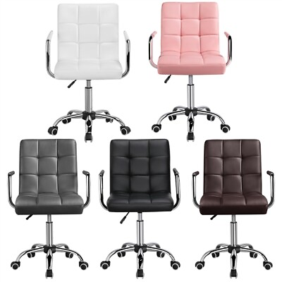 #ad Office Desk Chair Vanity Chairs Makeup Chair PU Leather Swivel Chair with Wheels $63.99