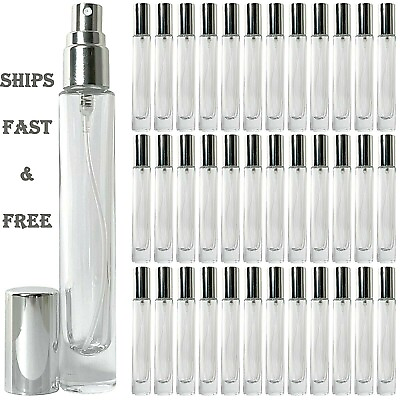 #ad #ad 10ml 0.34oz Perfume Cylinder Thick Glass y Bottle Silver Atomizer Refillable $62.95