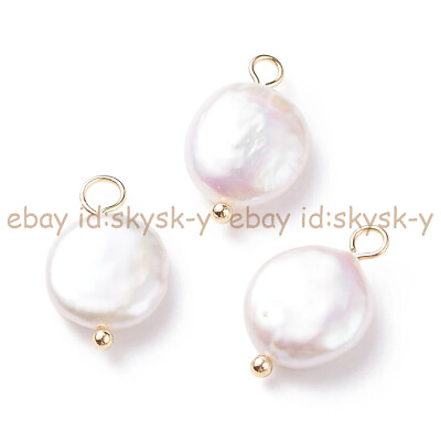 #ad Wholesale Natural White Freshwater Flat Coin Pearl Pendants Jewelry Making $4.28
