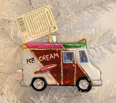 #ad 2005 ICE CREAM TRUCK OLD WORLD CHRISTMAS BLOWN GLASS ORNAMENT NEW W TAG $16.99