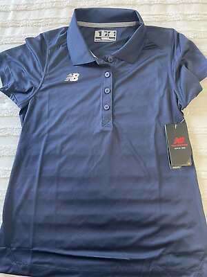 #ad Womens Navy Blue New Balance Tech Polo Shirt Medium NWT $8.99