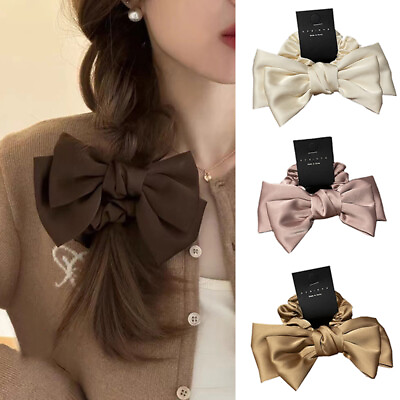 #ad Two layers Bows Knotted Hair Rope Hair Accessories Large Intestine Hair Ring $0.99