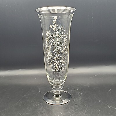 #ad 11” Clear Glass Vase with Sterling Silver Etching $29.99