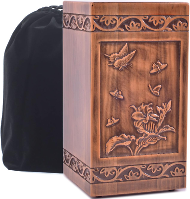 #ad Handmade Wooden Engraved Urn Human Ashes Male Female Satin Bag Urns Box 250Lbs $71.63