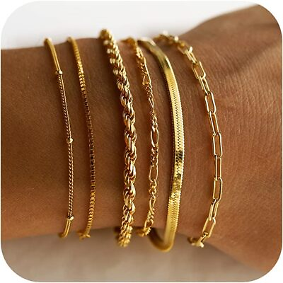 #ad Gold Bracelets for Women Waterproof 14K Real Gold Jewelry Sets for Women $55.00
