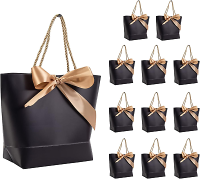 #ad 12Pack Black Gift BagsSmall Gift Bags with Handles Party Favor Bags with Gol... $24.99