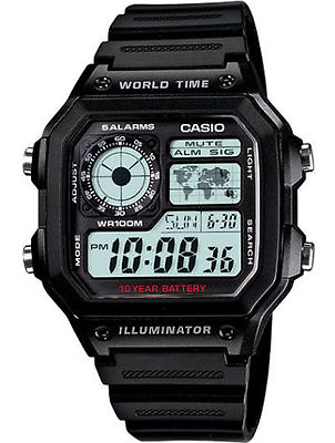 #ad Casio AE1200WH 1AV Chronograph Watch Illuminator 5 Alarms 10 Year Battery $24.75