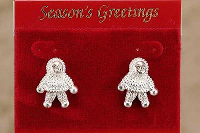 #ad Earrings Silver Sterling With Baby Of the Snow With Legs Moving Motion $13.64