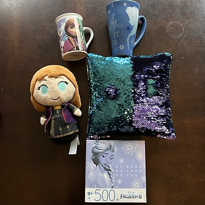 Disney Frozen Gift Bundle: Puzzle 2 Coffee Mugs Elsa amp; Anna Pillow Anna Plush $60.00