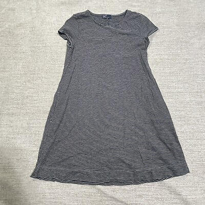 #ad Gap Shirt DressWomen’s Xtra Small Gray Blue Striped Cap Sleeve Short Knit Basic $7.11