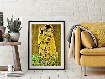 #ad Gustav Klimt The Kiss Print Famous Painting Old Masters Giclée Fine Art Yellow GBP 28.99