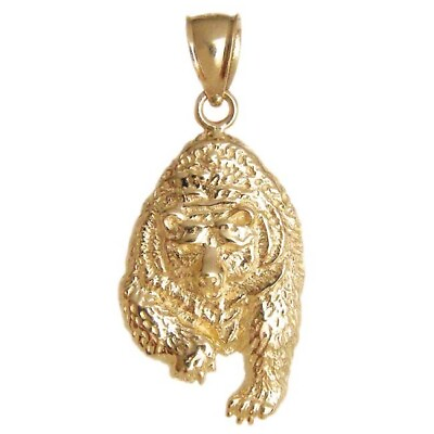 #ad New 14k Yellow Gold Grizzly Bear Pendant $289.99
