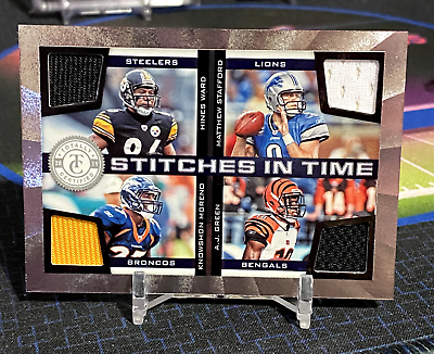 #ad 2012 Certified Stiches in Time Quad Game Used Ward Stafford Moreno Green 150 $24.99