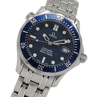 #ad Wristwatch USED OMEGA SEAMASTER PROFESSIONAL Boys Quartz Silver Blue Date $1513.07