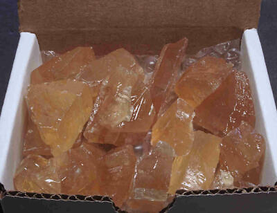 #ad Honey Calcite box 9 Oz Natural Gold Crystal Chunks Raw Mineral Specimens $11.21