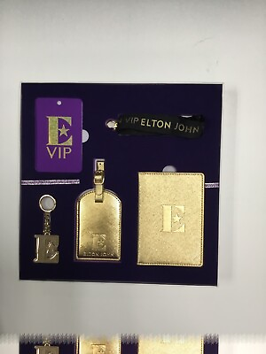 #ad ELTON JOHN Farewell Tour Gold Souvenir Collection Tag Keychainpassport Holder $15.00