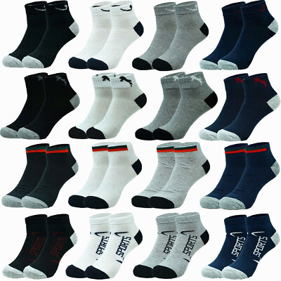#ad #ad Mens 3 12 Pairs Cotton Sports Comfort Ankle Quarter Crew Low Cut Socks Size 9 13 $8.99