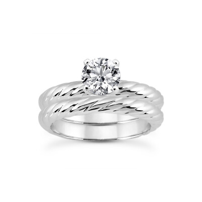 #ad 0.62ct K VS1 Round Natural Certified Diamond 18k Classic Matching Bridal Set $3075.44