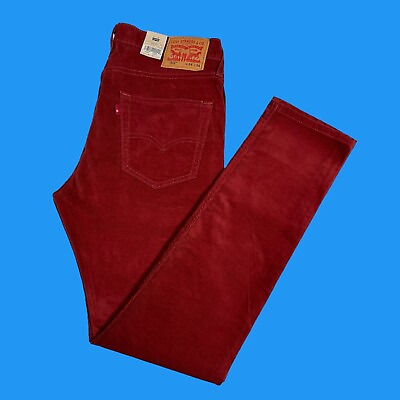 #ad Levis 512 Mens Size 34x34 Slim Tapered Stretch 5 Pocket Red Corduroy Pants $44.98