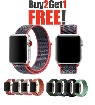 #ad Woven Nylon Band For Apple Watch Sport Loop iWatch Series 4 3 2 1 38 42 40 44mm $4.65
