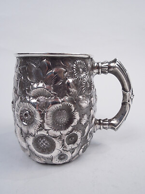 #ad Shiebler Mug 1306 Antique Christening Baby Cup Repousse American Sterling Silver $1050.00