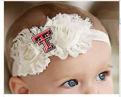#ad Texas Tech Red Raiders Baby Toddler Shabby Flower Hair Bow Headband $14.99