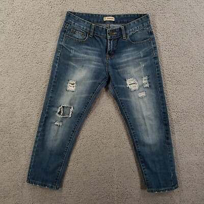 #ad Zara Jeans Womens 4 Capri Heavily Distressed Stretchy $11.99