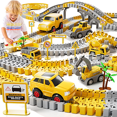 #ad Construction Toys Race Track Set 236 Piece Set for Kids Toddler $35.80
