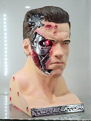 #ad 1 2 Scale T800 Terminator Endoskeleton 3D Printed LED Bust Metallic Paint Fanart $249.99