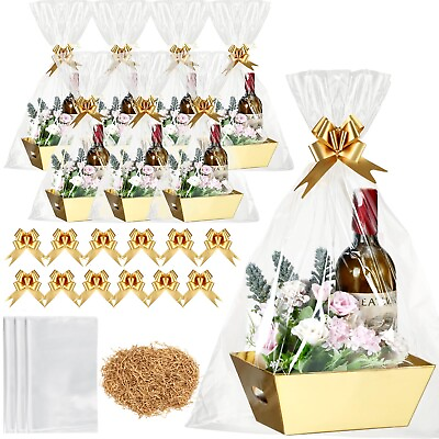 #ad #ad 20 Pcs Baskets for Gifts Empty Kraft Gift Basket Kit with 20 Pull Bows 20 Cle... $81.38