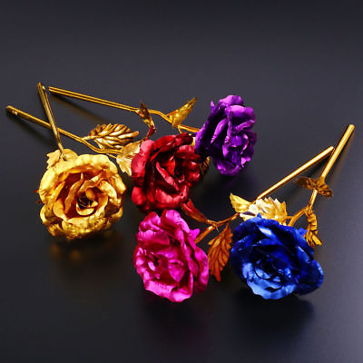 #ad 24k Gold Plated Golden Rose Flowers Anniversary Mothers Day Girlfriend Gift C $1.35