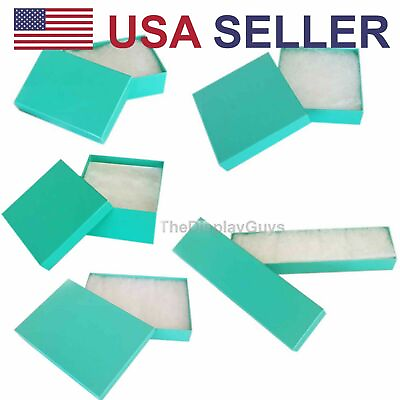 #ad BULK Teal Paper Jewelry Gift Boxes with Cotton Fill Padding 11 Sizes $54.99