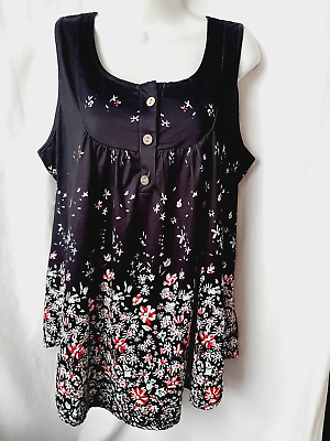 #ad Black soft sleeveless floral babydoll sz 2XL blouse $27.00