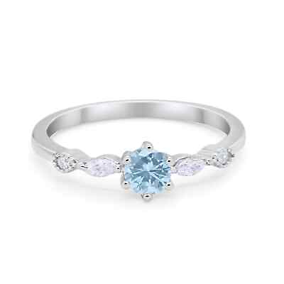#ad Petite Dainty Wedding Ring Round Simulated CZ 925 Sterling Silver $12.59