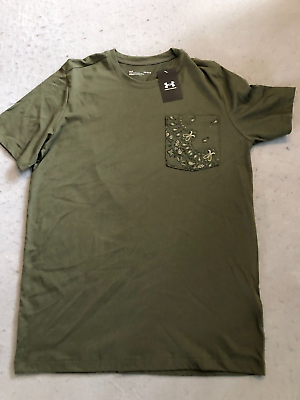 #ad Under Armour Shirt Men#x27;s Large New Printed Pocket Paisley 1376204 Green Cotton $19.99