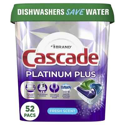 #ad Cascade Platinum Plus Dishwasher Detergent Pacs Fresh 52 Count Free Shipping $16.75