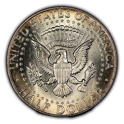 #ad 1964 50c Kennedy Silver Half Dollar Colorful Rim Toning Fresh BU SKU H2520 $23.50