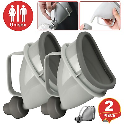 #ad 2Pcs Portable Potty Pee Funnel Men Women Emergency Urinal Outdoor Toilet Device $10.98