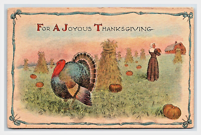 #ad Thanksgiving vintage turkey pumpkins pilgrims 1916 $6.25