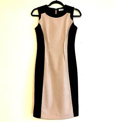 #ad Calvin Klein Tan and Black Color Block Sheath Dress Small $16.00