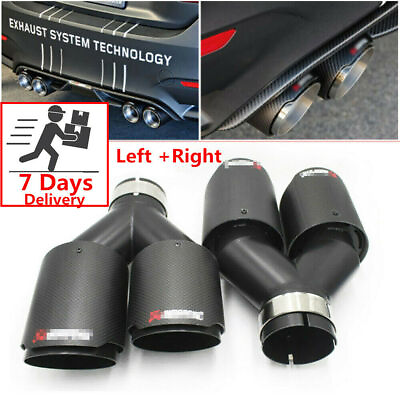 #ad 1Pair Akrapovic Real Carbon Fiber ID:2.5quot; OD:3.5quot; Car Exhaust Tip Dual Pipes End $178.39