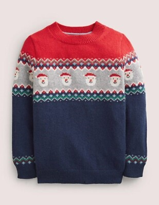 #ad Mini Boden Christmas Festive Santa Sweater Fair Isle Knit NWT New 2 3 $59.94