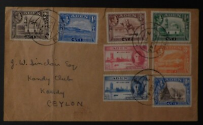 #ad 1946 Aden Camp cover To Kandy Ceylon $85.00