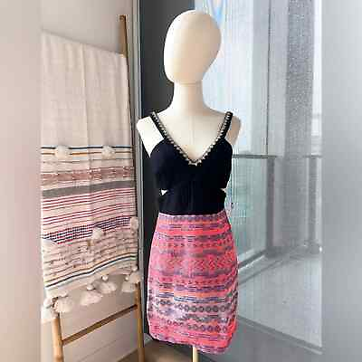 #ad Saylor Black Coral Embellished Sleeveless Mini Dress Women’s Size Small $56.98