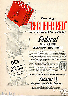#ad 1953 Print Ad of Federal Telephone amp; Radio Company Rectifier Red $8.99