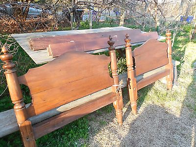 #ad OLD WALNUT BED 1890 ? OLD WOOD SINGLE BED HAND MADE $125.00