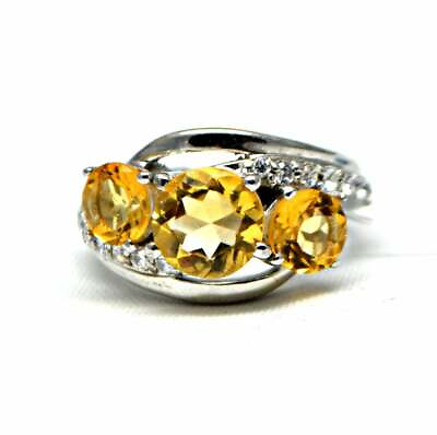 #ad Beautiful Citrine Gemstone 2.00CT with Cubic Zirconia in Sterling Silver Ring $102.00
